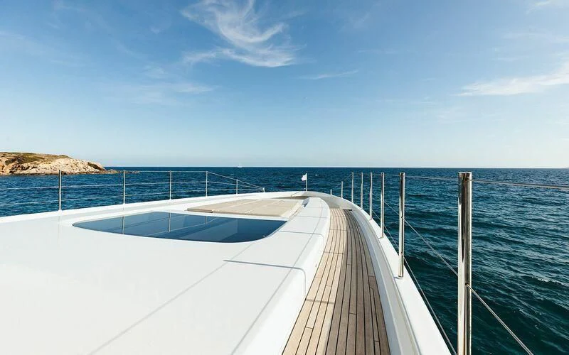 a long dock leading out to the ocean aboard CALYPSO I Yacht for Charter