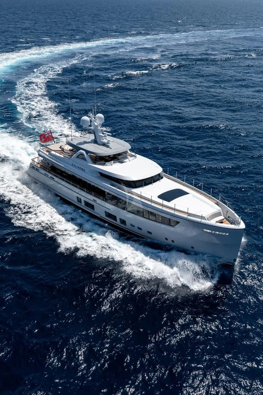 a white yacht on the water aboard CALYPSO I Yacht for Charter