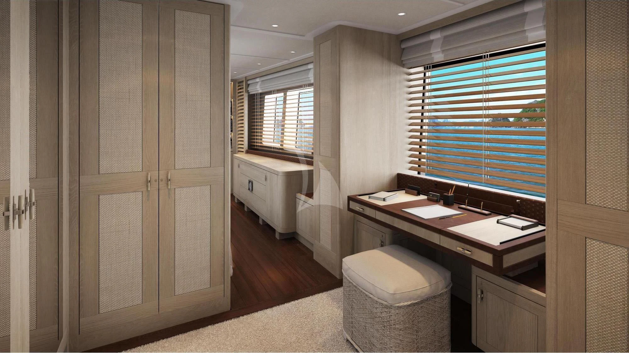 a bathroom with a countertop sink and cabinets aboard CALYPSO I Yacht for Charter
