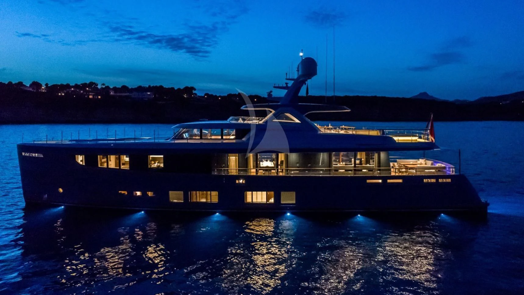 a large boat on the water aboard CALYPSO I Yacht for Charter