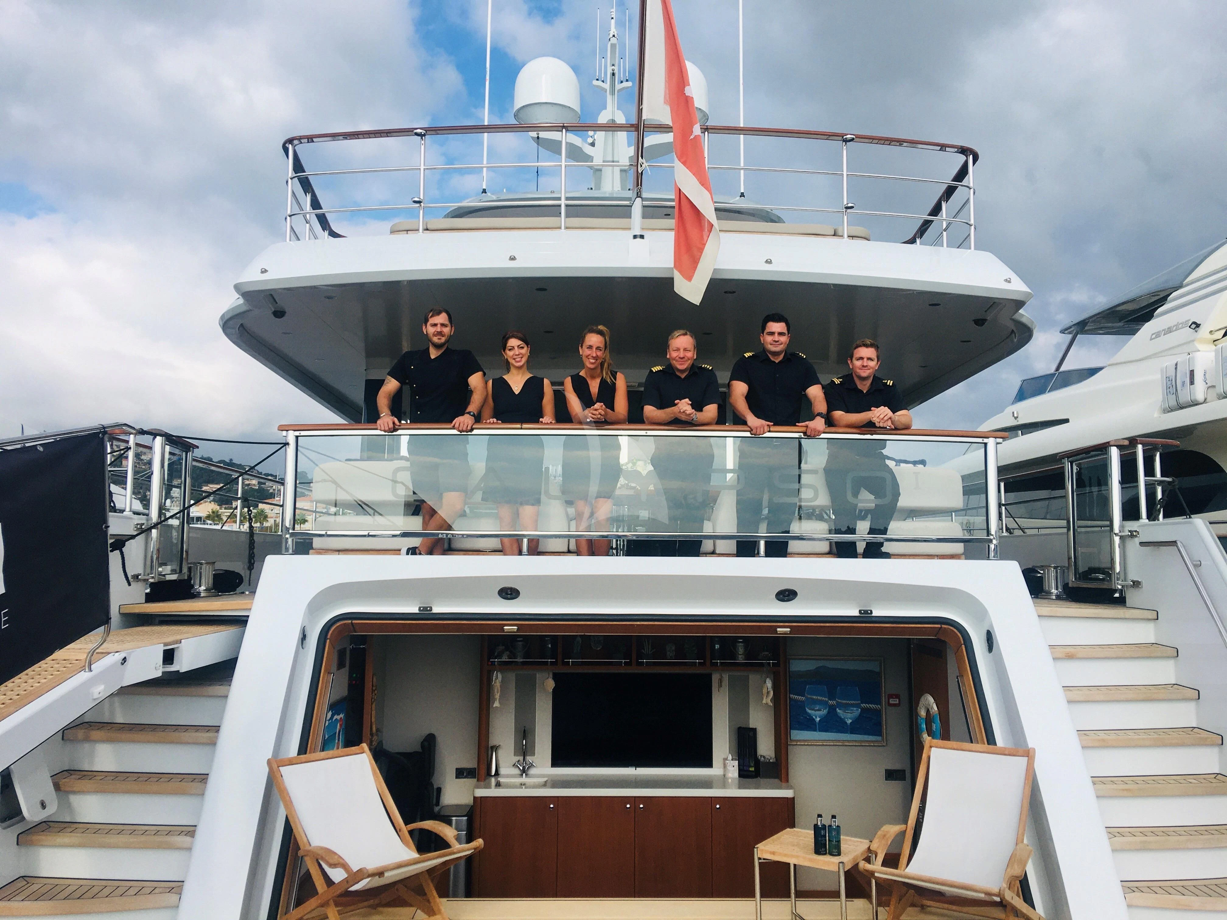a group of people on a boat aboard CALYPSO I Yacht for Charter