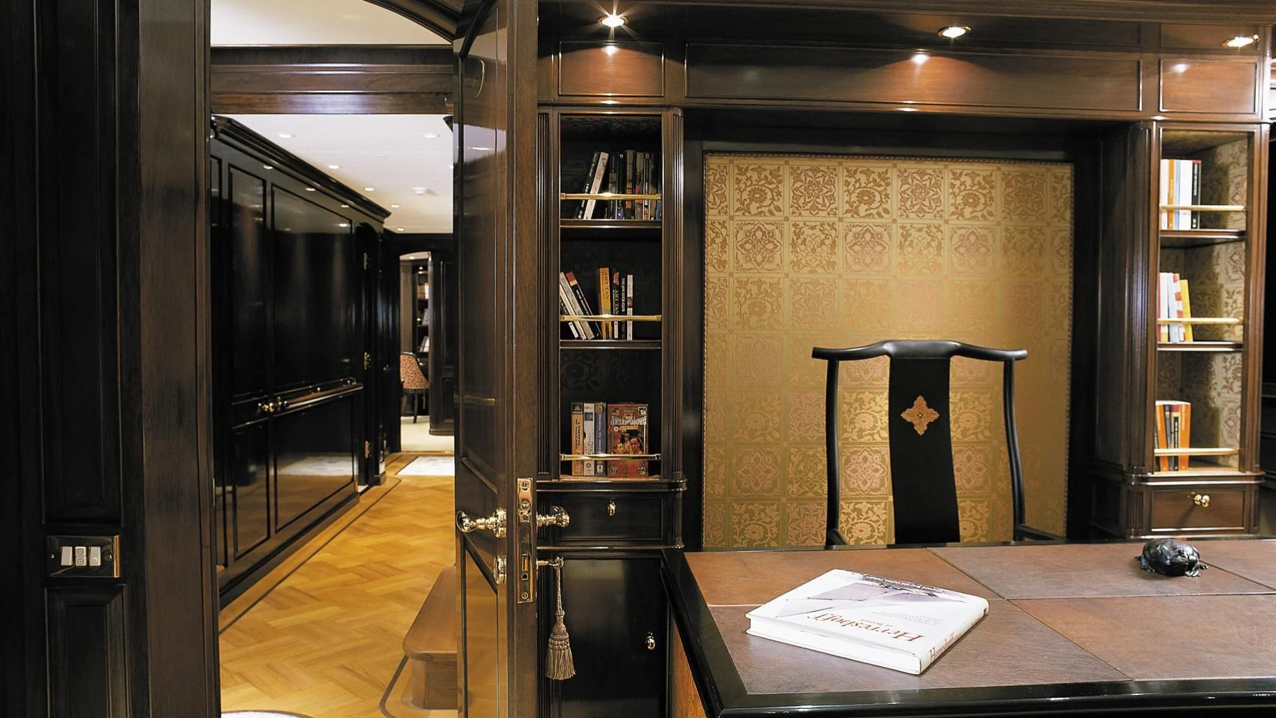 a room with a chair and a table aboard ROCK & ROLL Yacht for Sale