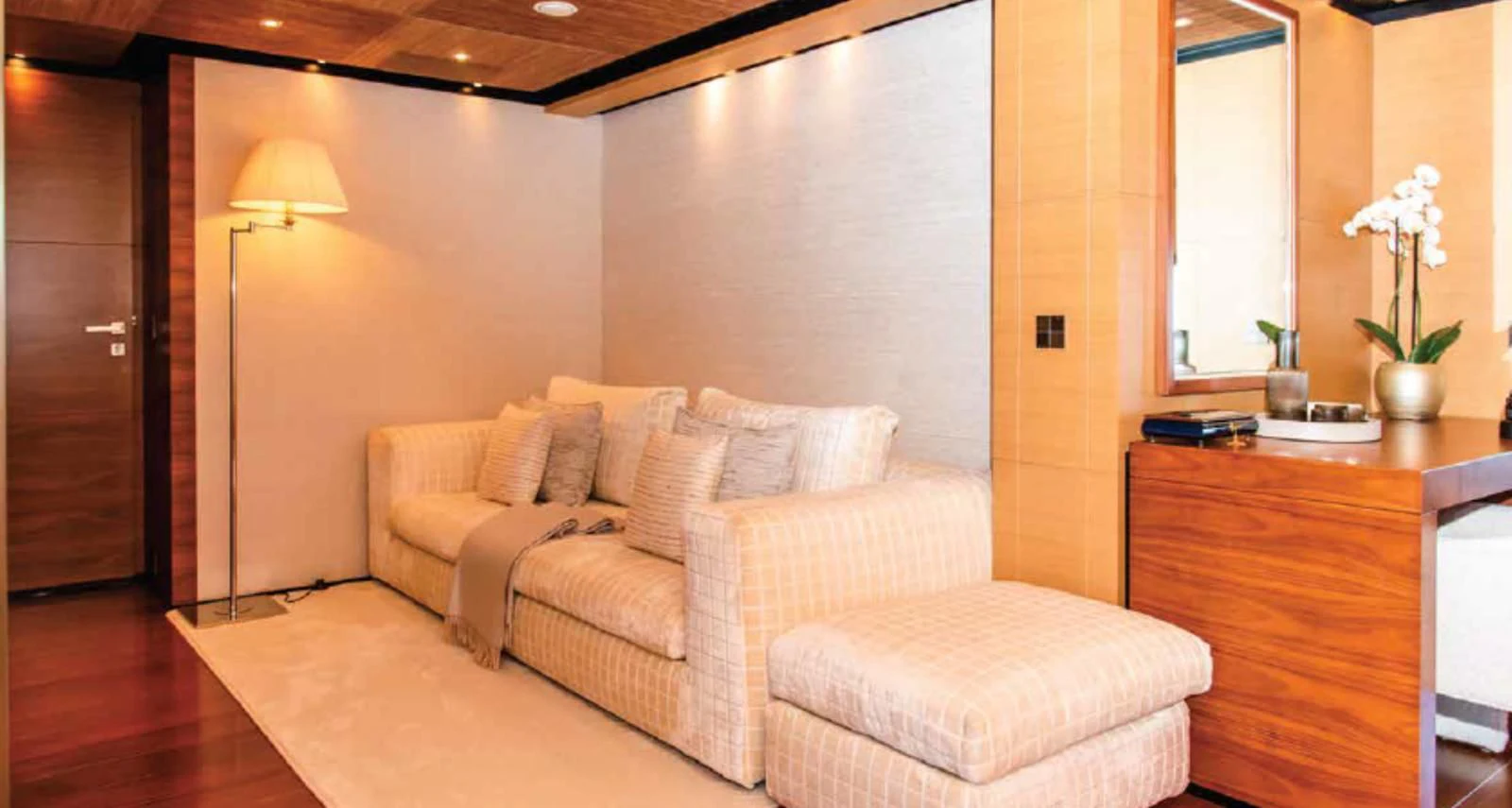 a room with a bed and a desk aboard ALI BABA Yacht for Sale