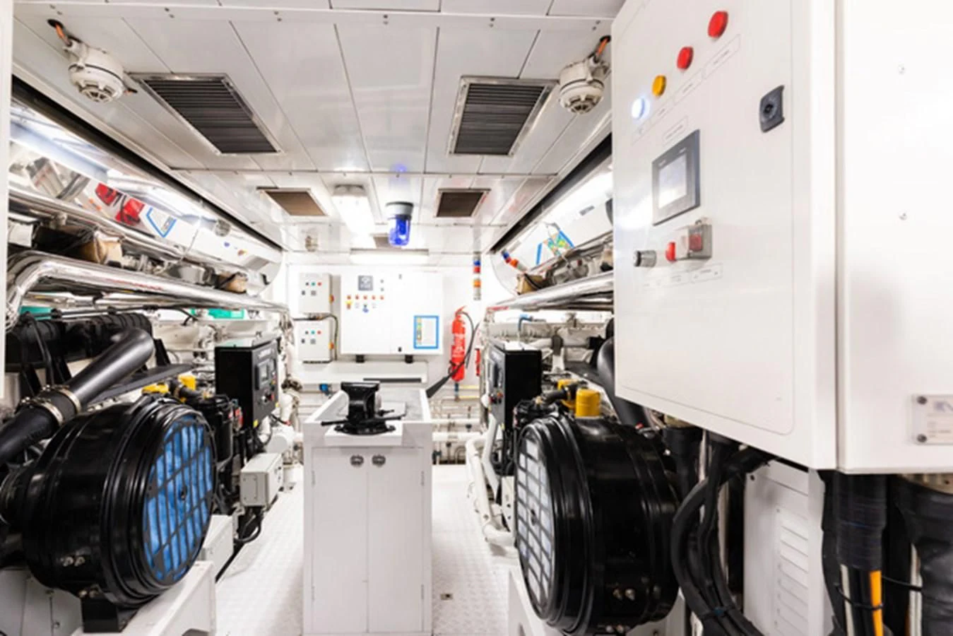 a large white machine with wheels aboard ALI BABA Yacht for Sale