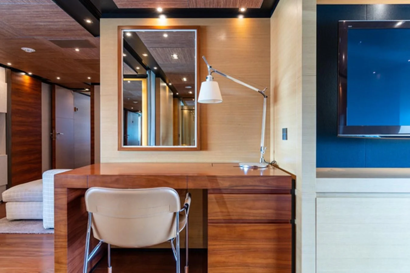 a room with a desk and a chair aboard ALI BABA Yacht for Sale