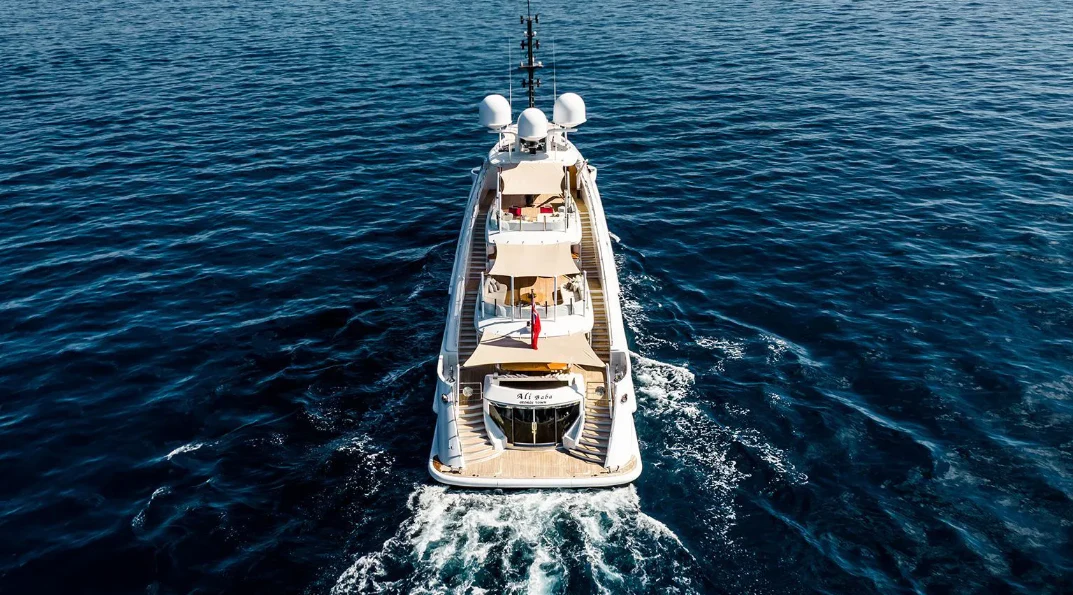 a ship in the water aboard ALI BABA Yacht for Sale