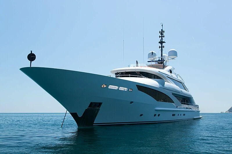 a large white boat in the water aboard ALI BABA Yacht for Sale