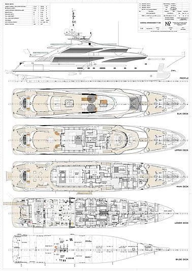 diagram, engineering drawing aboard ALI BABA Yacht for Sale