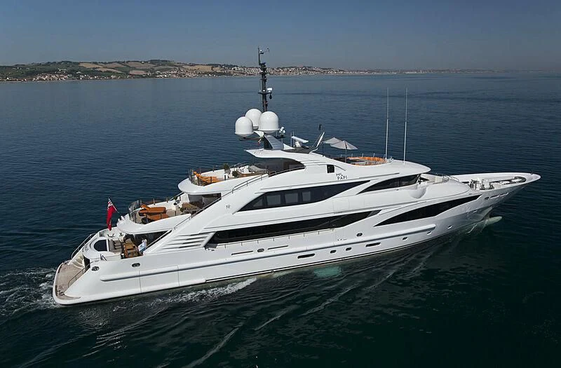 a white yacht in the water aboard ALI BABA Yacht for Sale