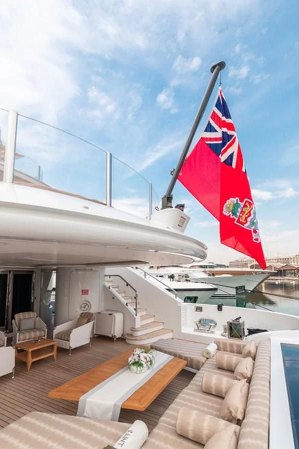 a large flag on a boat aboard ALI BABA Yacht for Sale