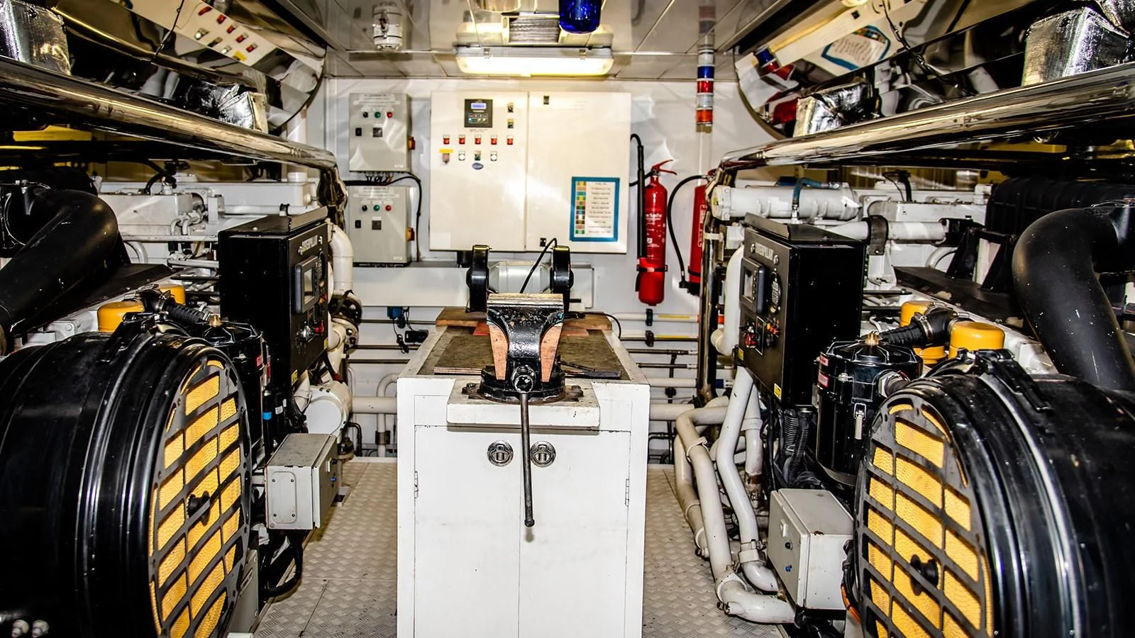 a large room with machinery aboard ALI BABA Yacht for Sale