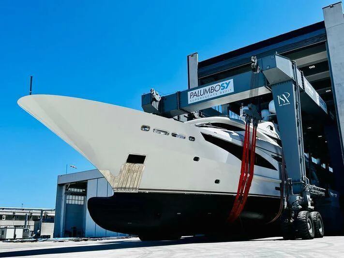 a large white and red ship aboard ALI BABA Yacht for Sale