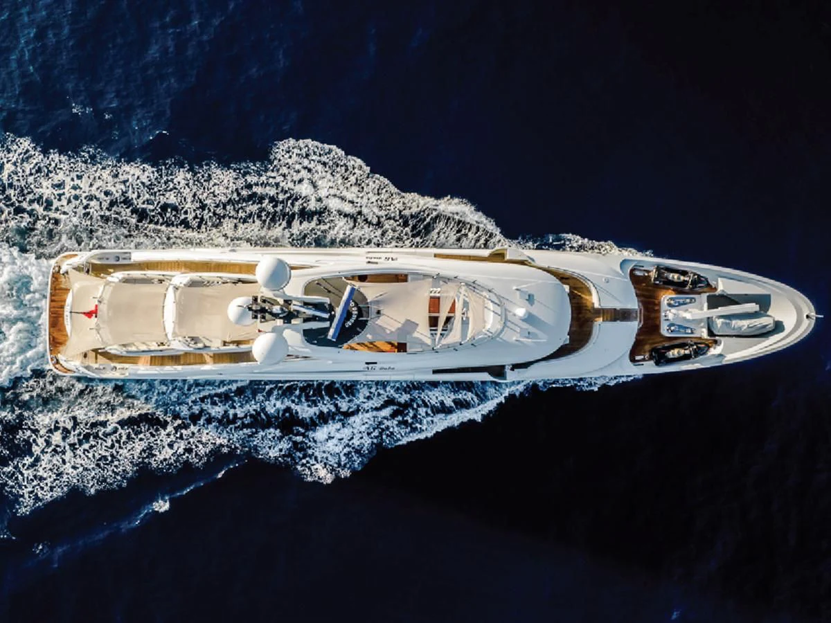 a space ship in space aboard ALI BABA Yacht for Sale