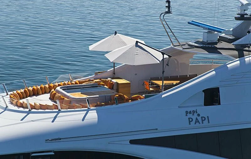 a boat with a motor attached to it aboard ALI BABA Yacht for Sale