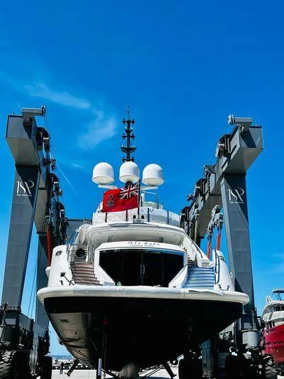 a boat docked at a port aboard ALI BABA Yacht for Sale