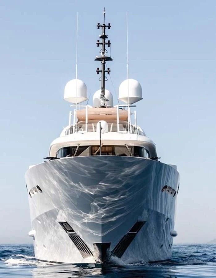 a large ship in the water aboard ALI BABA Yacht for Sale