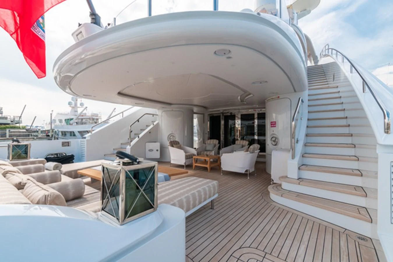 a large white building with a large white dome aboard ALI BABA Yacht for Sale