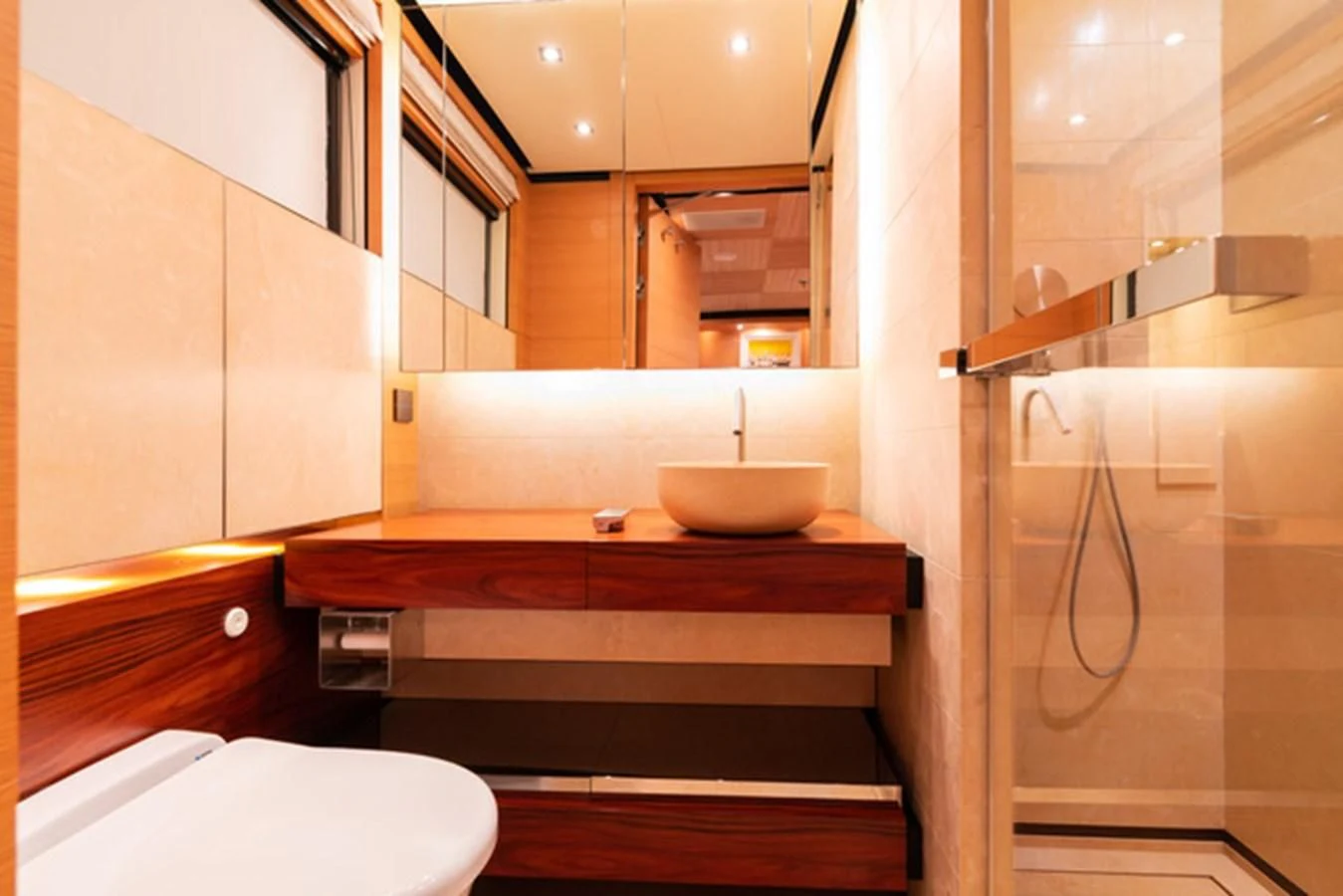 a bathroom with a sink and a toilet aboard ALI BABA Yacht for Sale