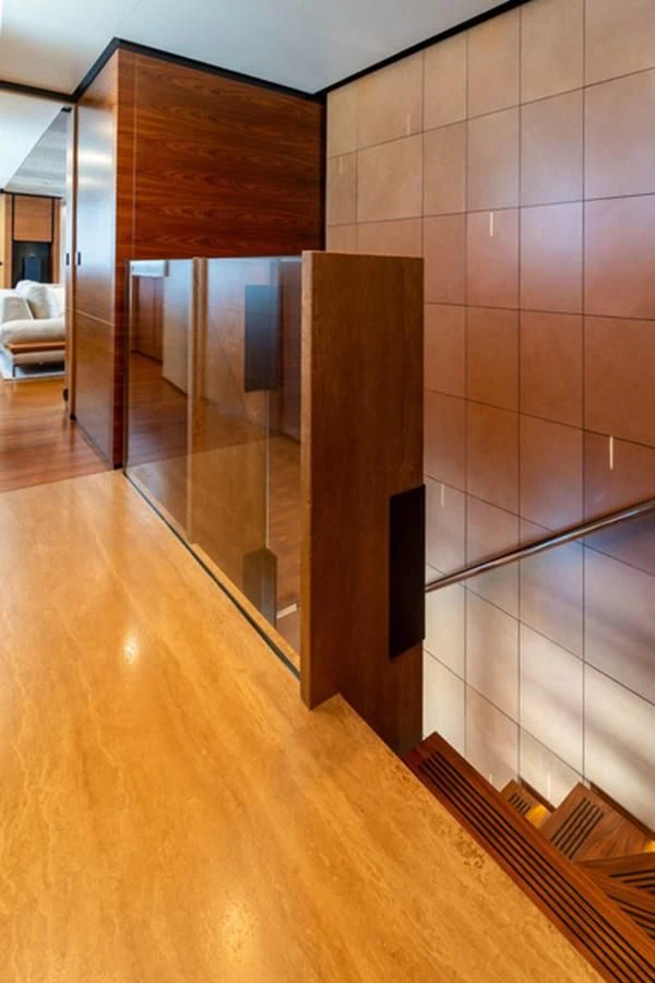 a room with a large mirror aboard ALI BABA Yacht for Sale