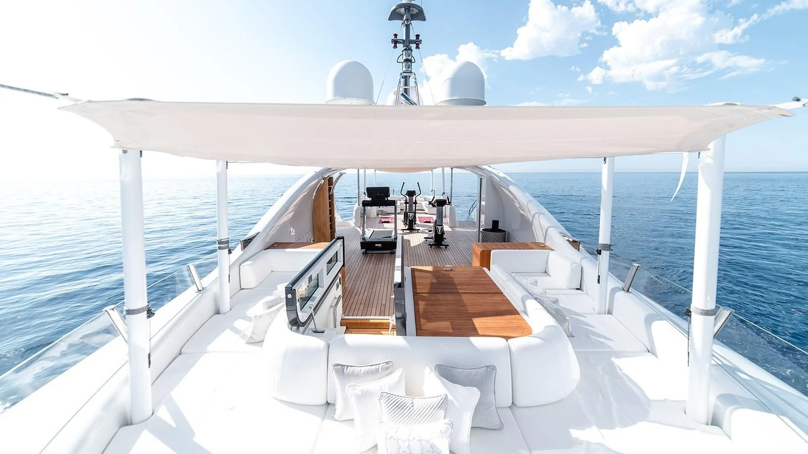 a white tent on a boat aboard ALI BABA Yacht for Sale
