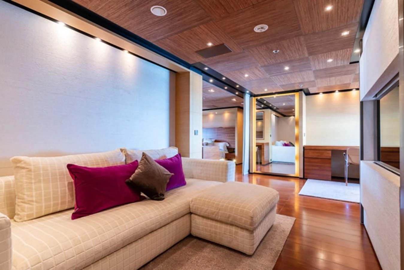 a living room with a couch aboard ALI BABA Yacht for Sale