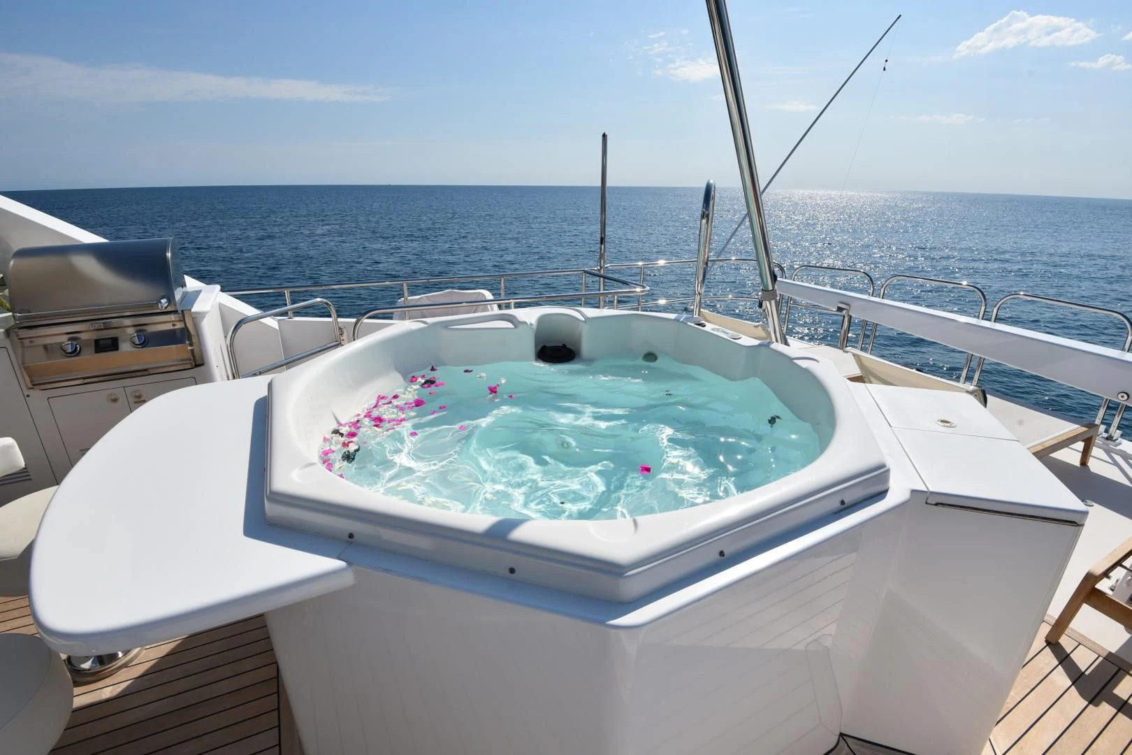 a boat with a blue sheet on it aboard BLUE STEELE Yacht for Sale
