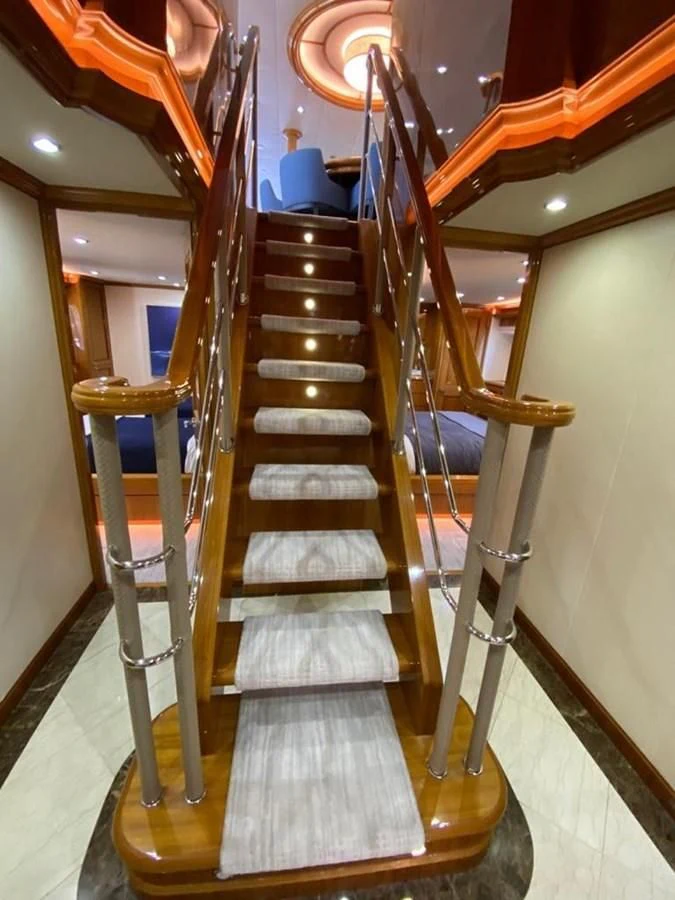 a set of stairs with a ladder aboard BLUE STEELE Yacht for Sale