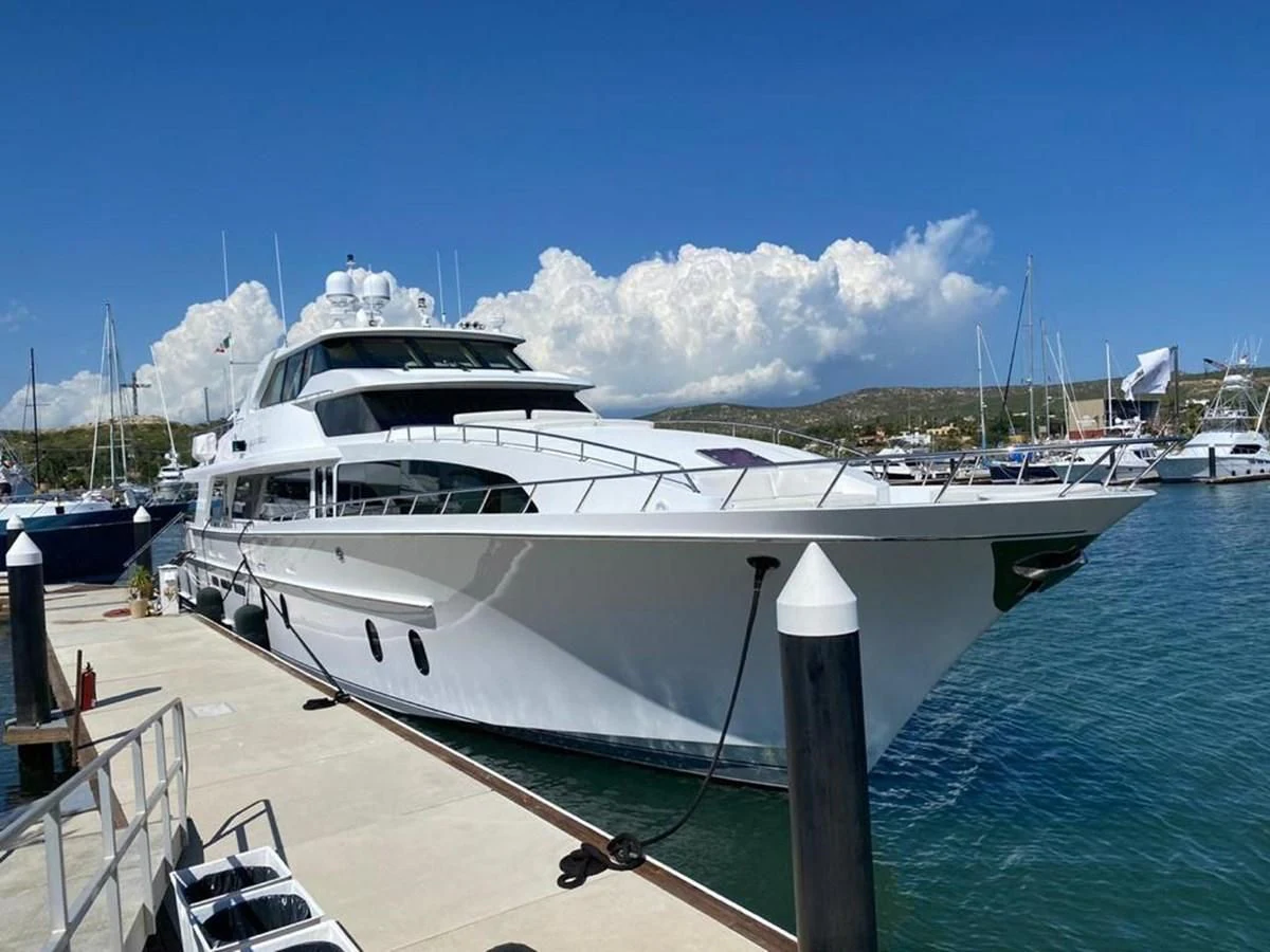 a boat docked at a pier aboard BLUE STEELE Yacht for Sale