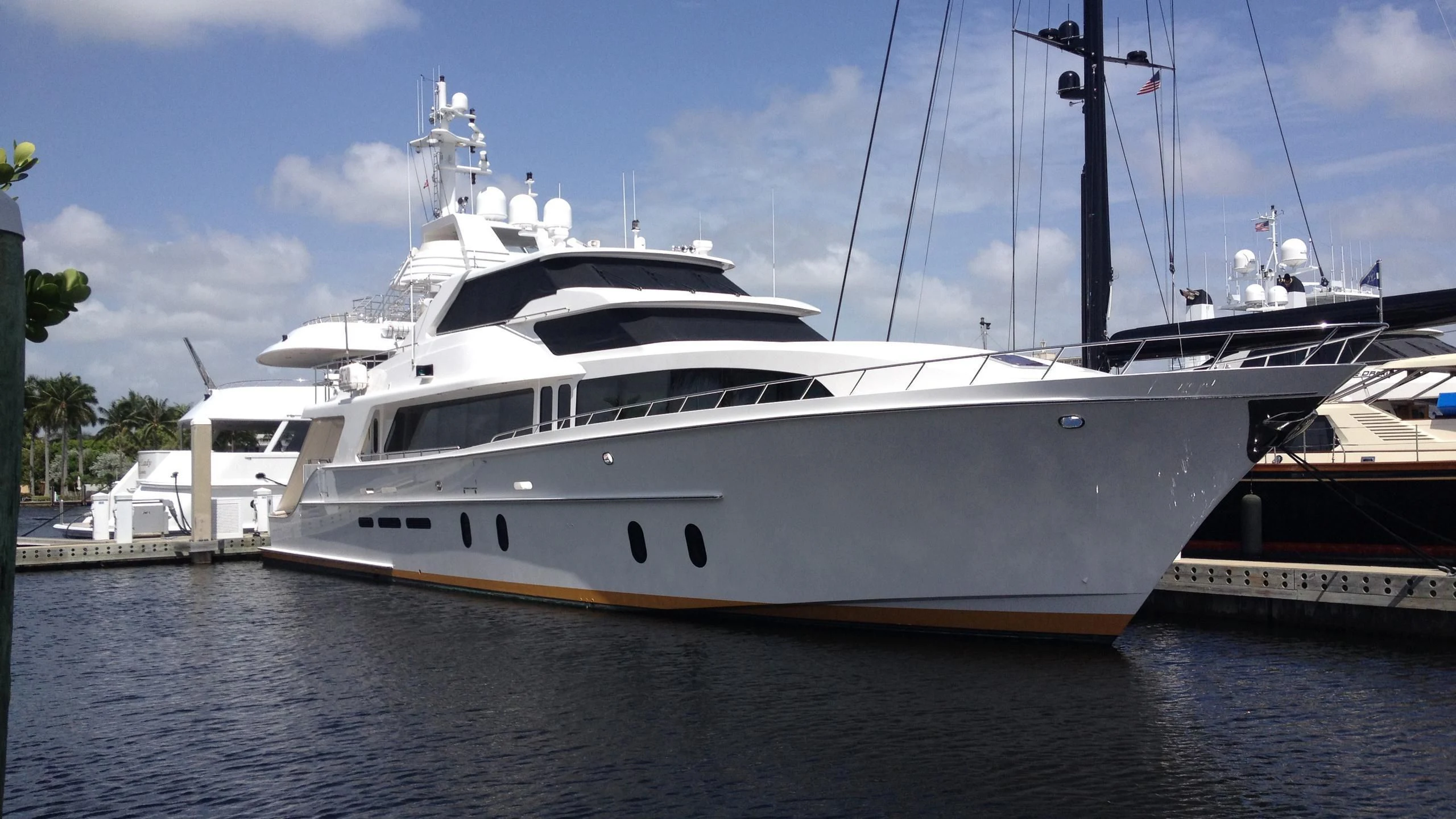 a large white yacht aboard BLUE STEELE Yacht for Sale
