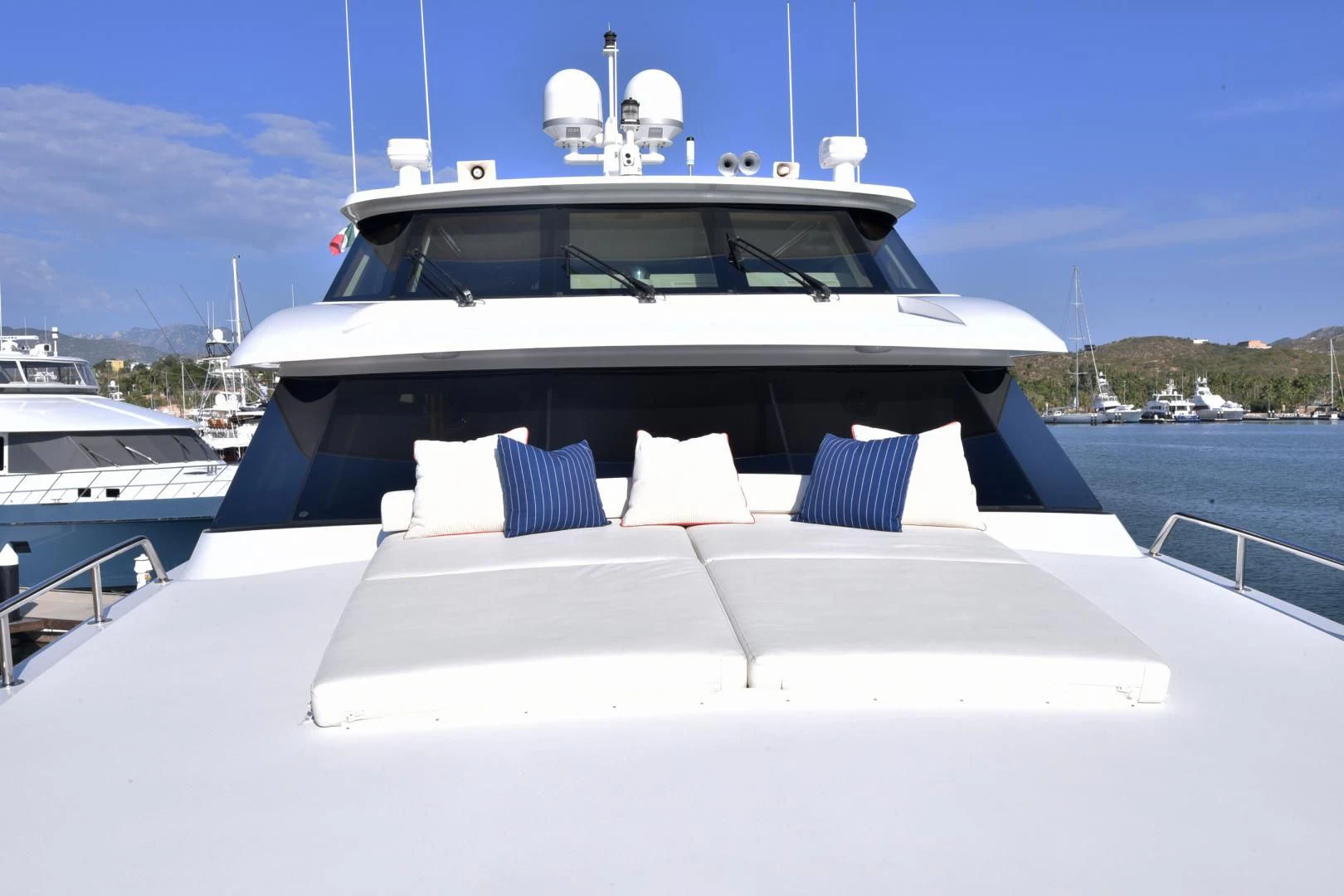 a boat with many seats on it aboard BLUE STEELE Yacht for Sale