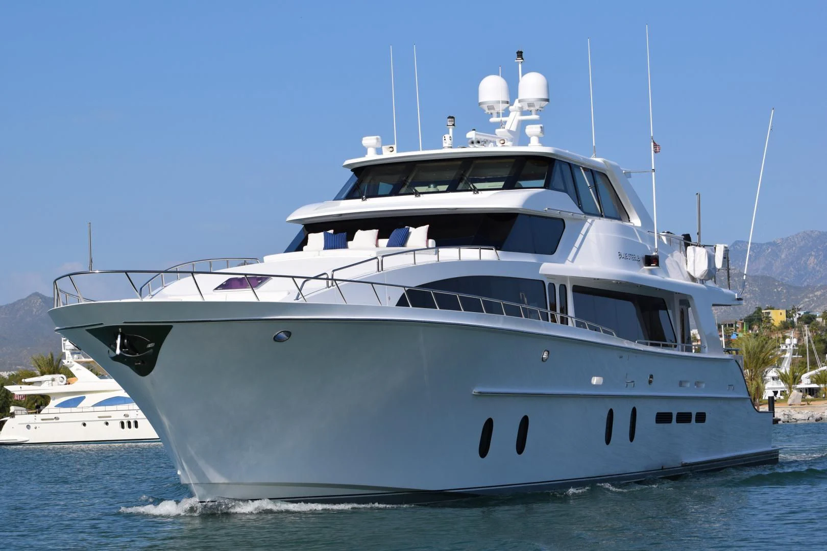 a white yacht in the water aboard BLUE STEELE Yacht for Sale