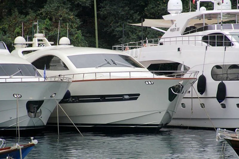 several white yachts docked aboard CORSER 2 Yacht for Sale