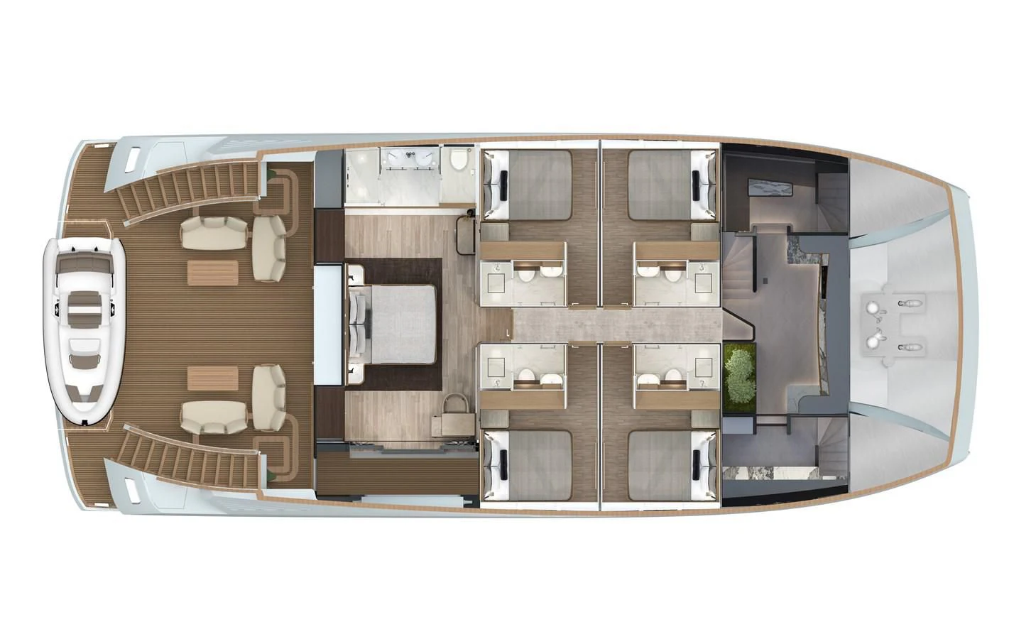 a computer generated image of a house aboard 2024 LAZZARA LPC 300 Yacht for Sale