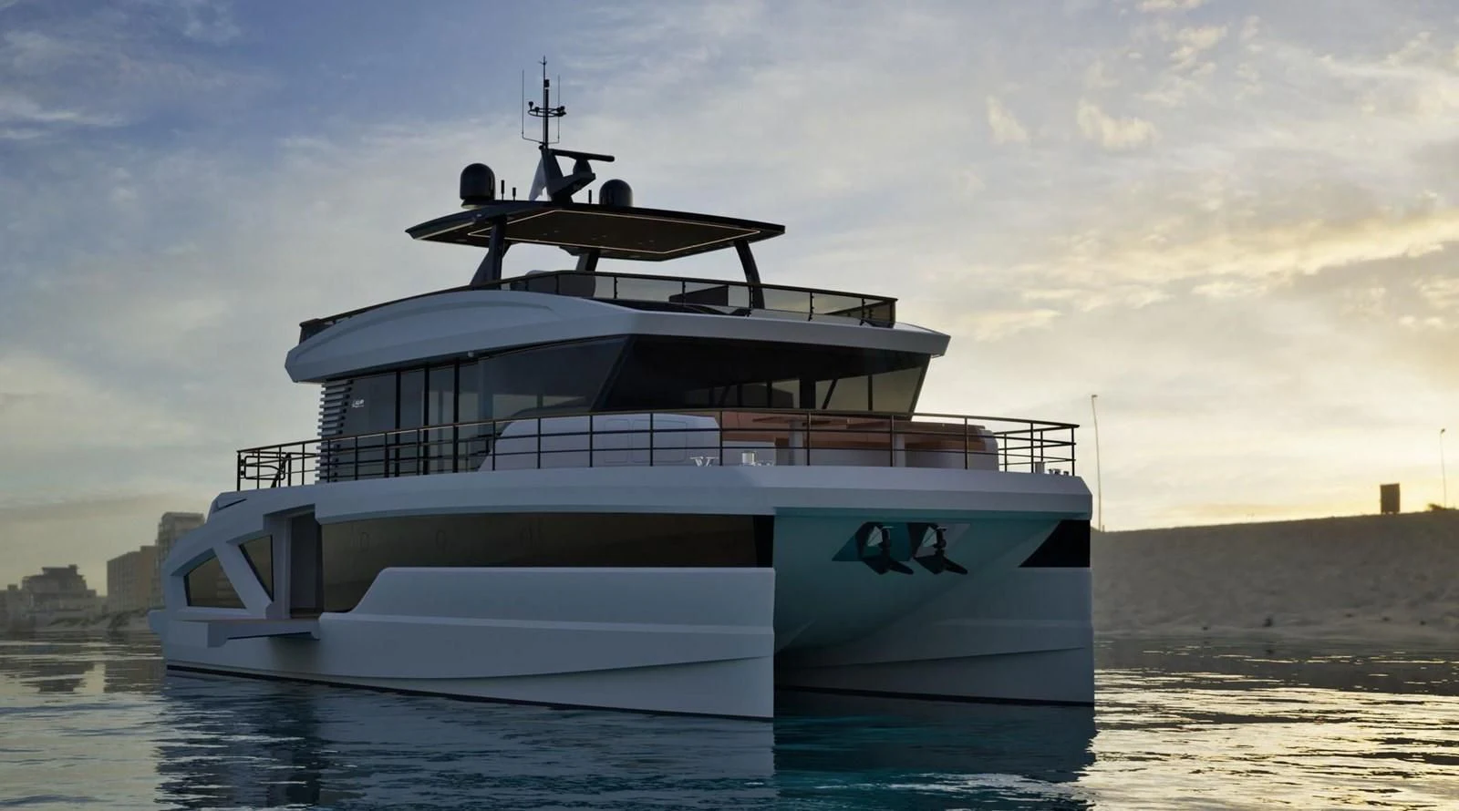 a boat on the water aboard 2024 LAZZARA LPC 300 Yacht for Sale