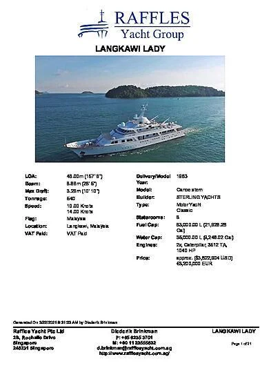 text aboard LANGKAWI LADY Yacht for Sale