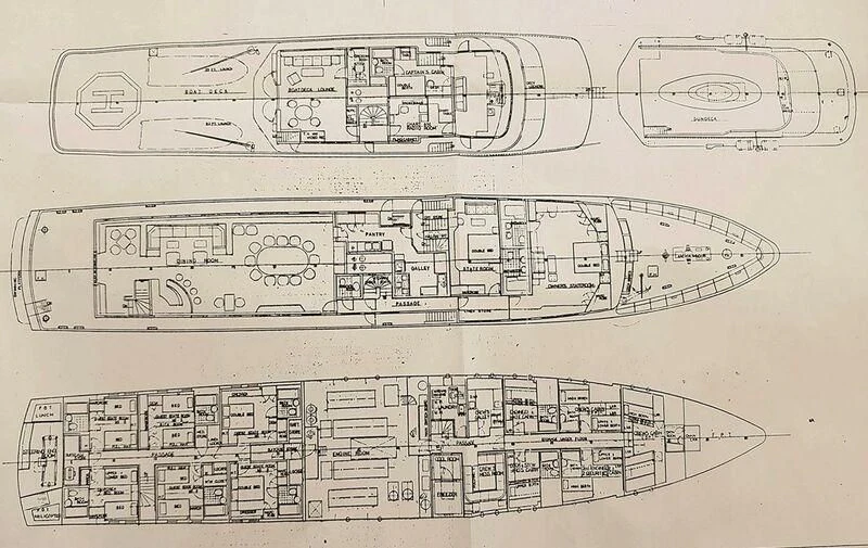 diagram, engineering drawing aboard LANGKAWI LADY Yacht for Sale