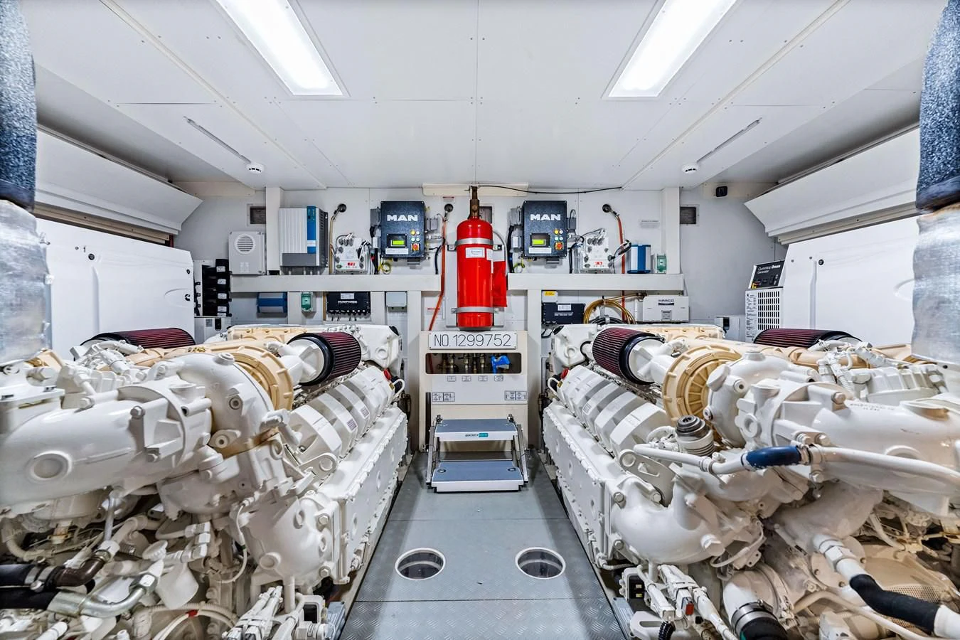 a room with machinery aboard SUNSATION Yacht for Sale