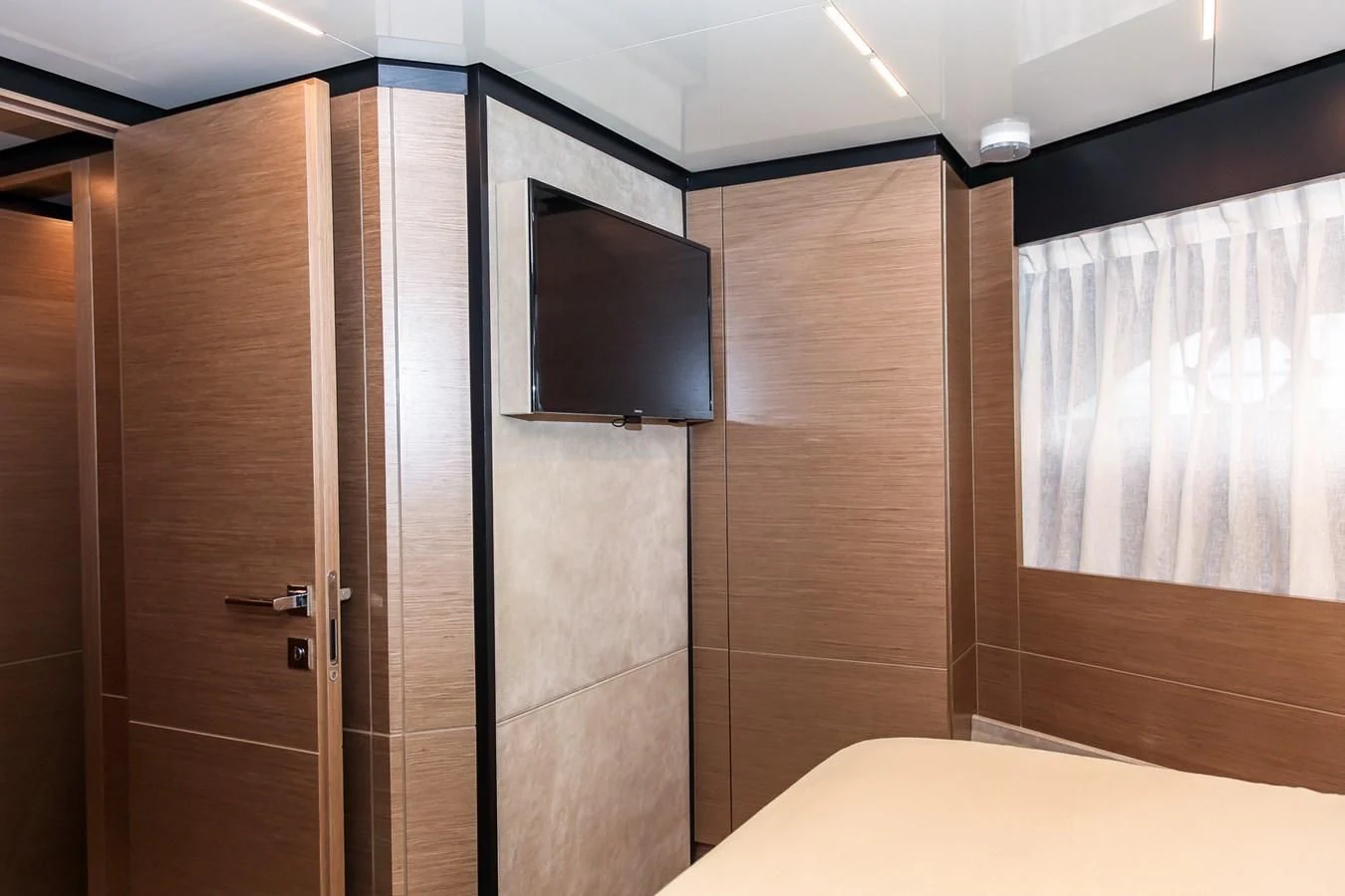 a bathroom with a black cabinet aboard SUNSATION Yacht for Sale