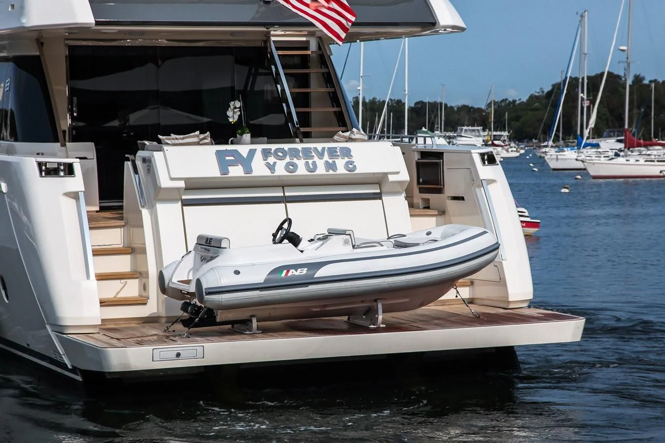 a boat on the water aboard SUNSATION Yacht for Sale