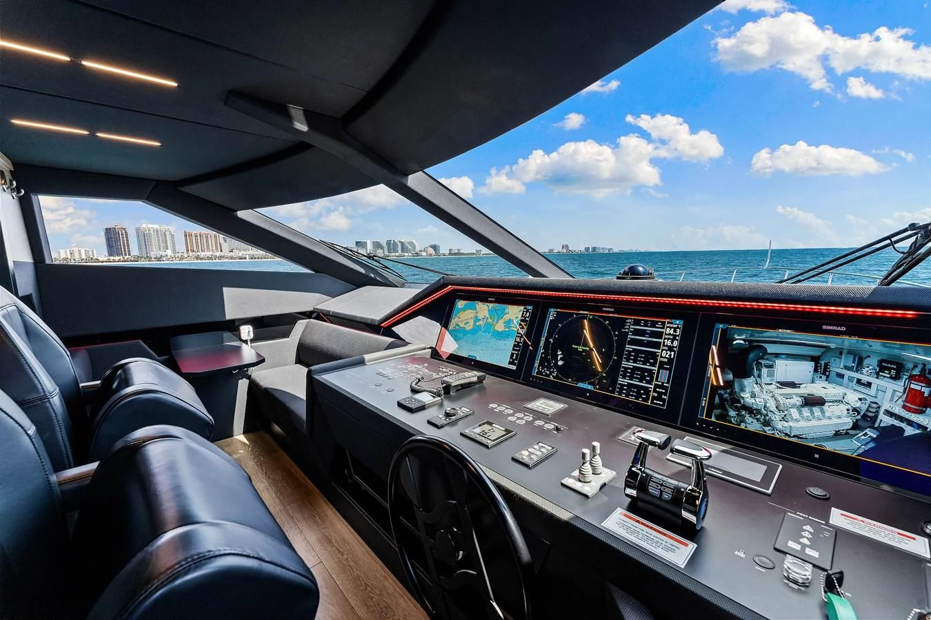 inside of a car aboard SUNSATION Yacht for Sale