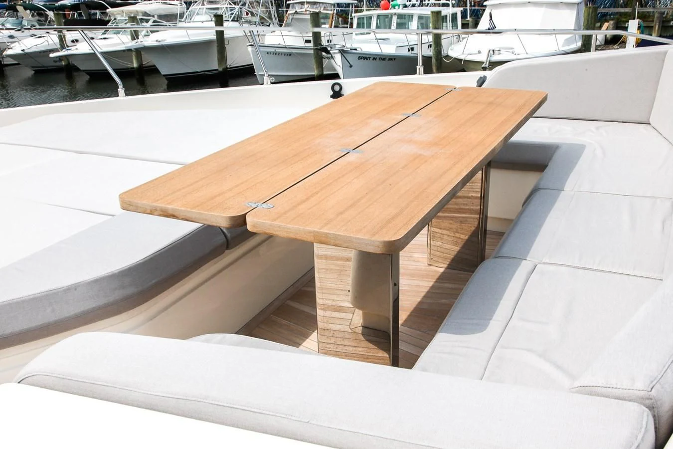 a table on a boat aboard SUNSATION Yacht for Sale
