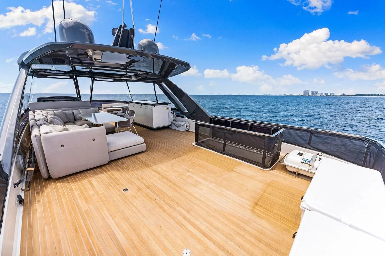 a boat on a deck aboard SUNSATION Yacht for Sale