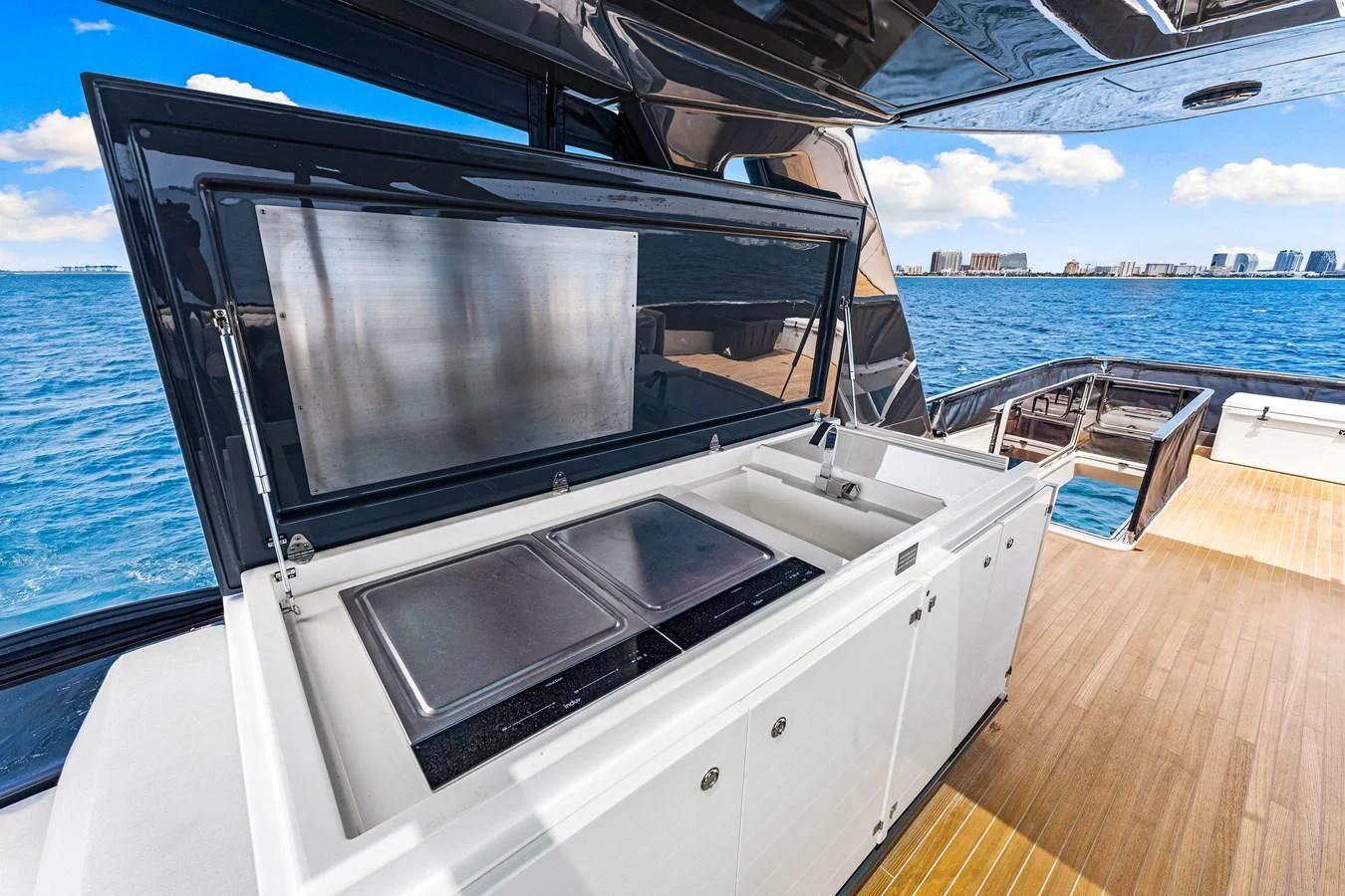 a boat on the water aboard SUNSATION Yacht for Sale