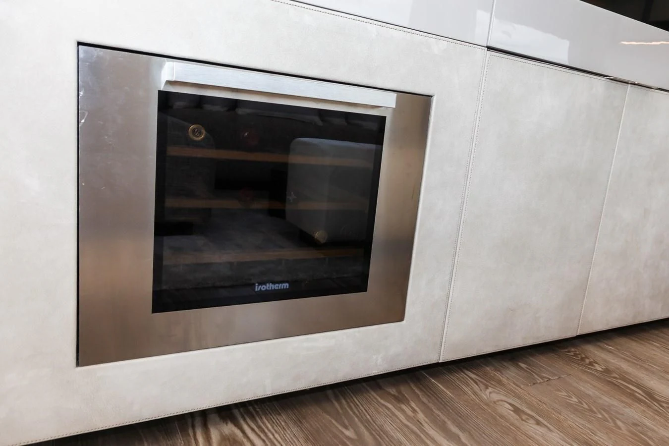a microwave oven on a counter aboard SUNSATION Yacht for Sale
