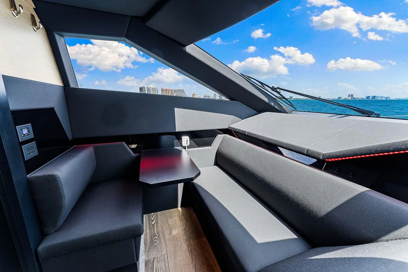 the inside of a car aboard SUNSATION Yacht for Sale