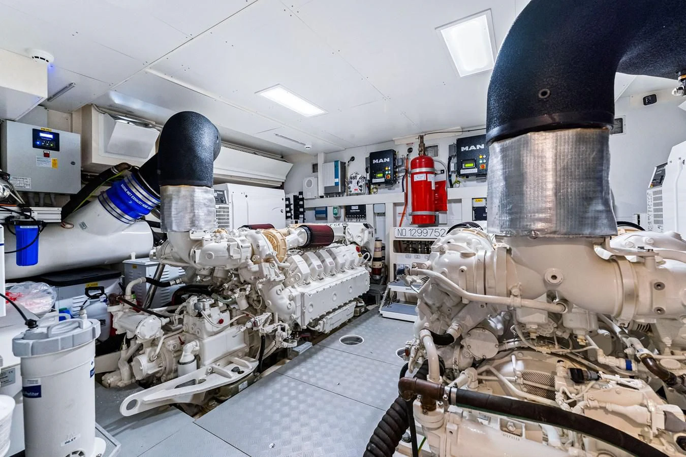 a room with machinery aboard SUNSATION Yacht for Sale