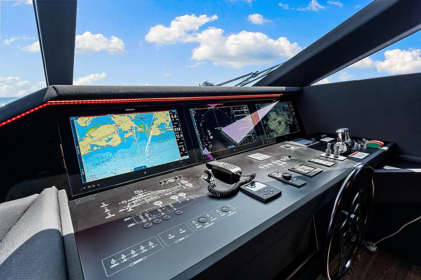 a computer with a screen and buttons aboard SUNSATION Yacht for Sale