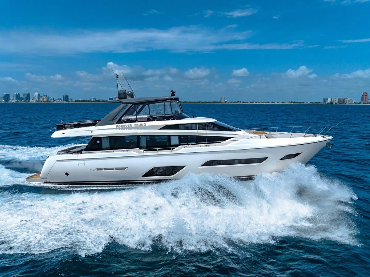 a boat on the water aboard SUNSATION Yacht for Sale