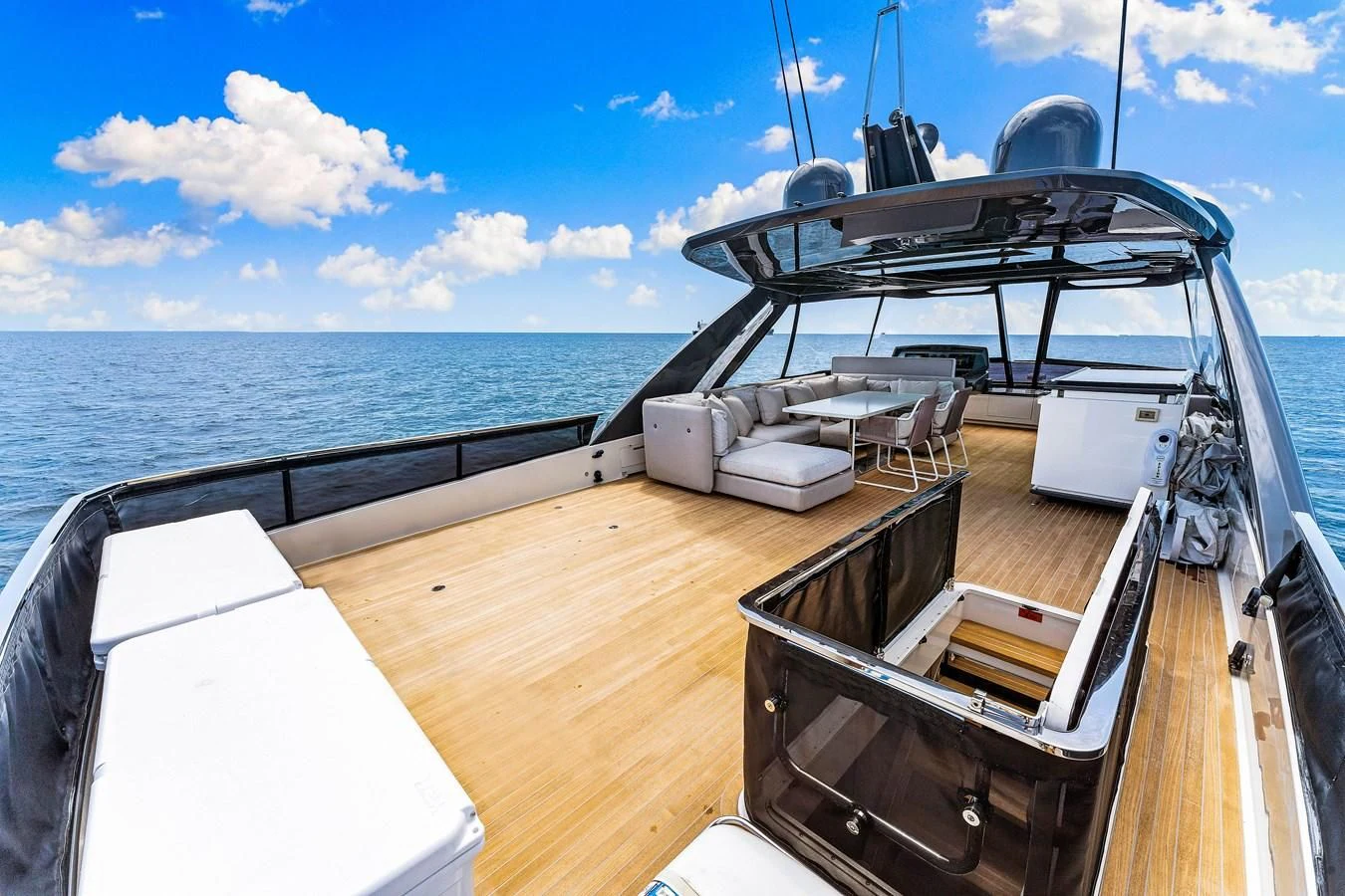 a boat on a deck aboard SUNSATION Yacht for Sale