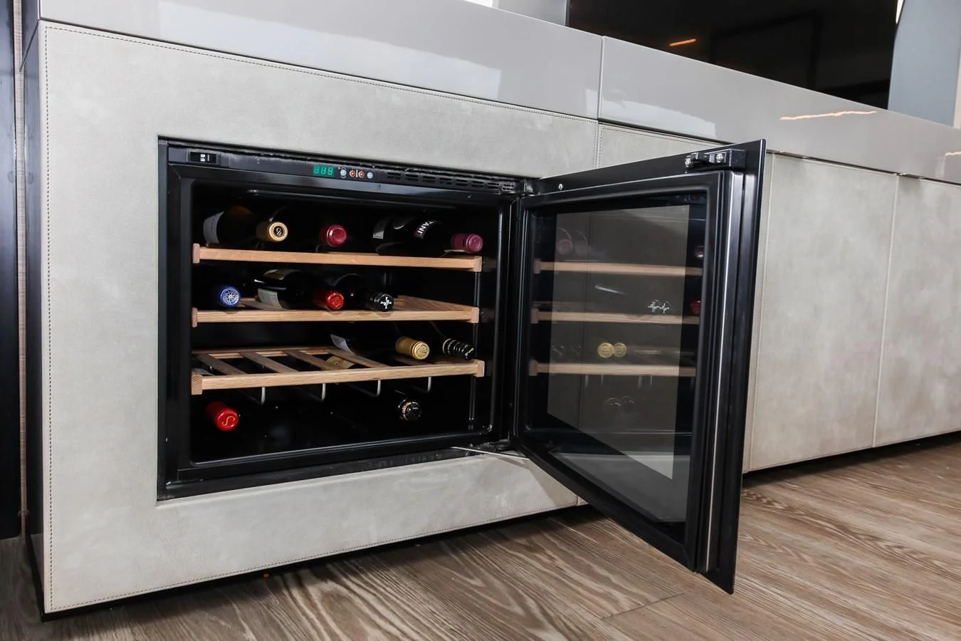 a black and silver oven aboard SUNSATION Yacht for Sale